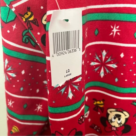 Mickey and Minnie Christmas onesie with mouse ears on hood size L NWT Disney - Picture 3 of 4